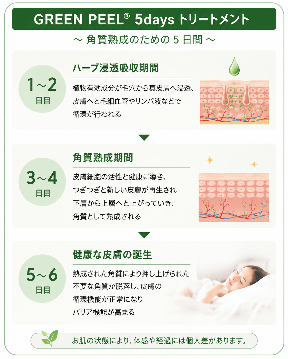 グリーンピール角質熟成・皮膚再生のプロセス「東京ハーブピーリング」